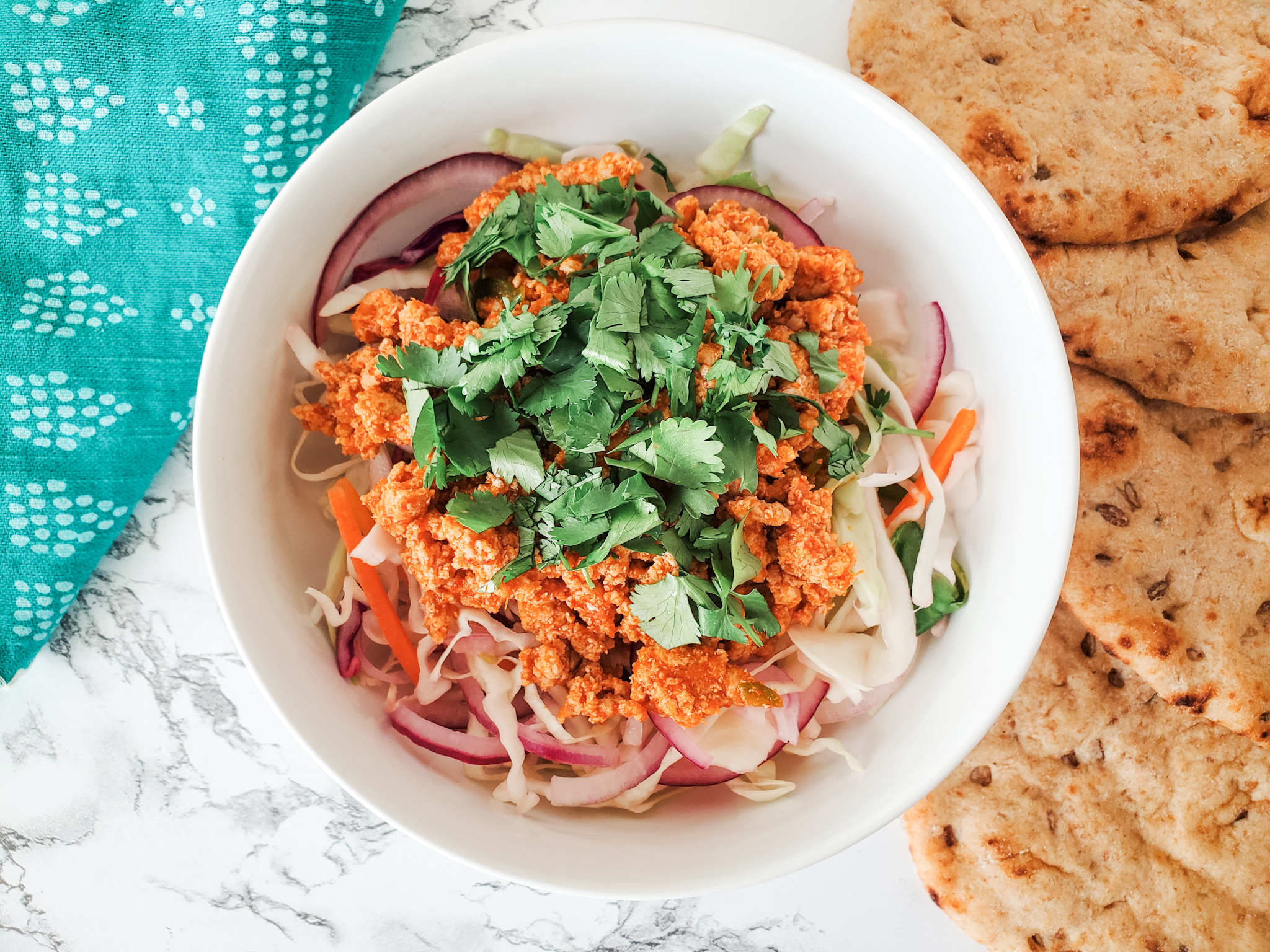 Curried Chicken Slaw with Naan